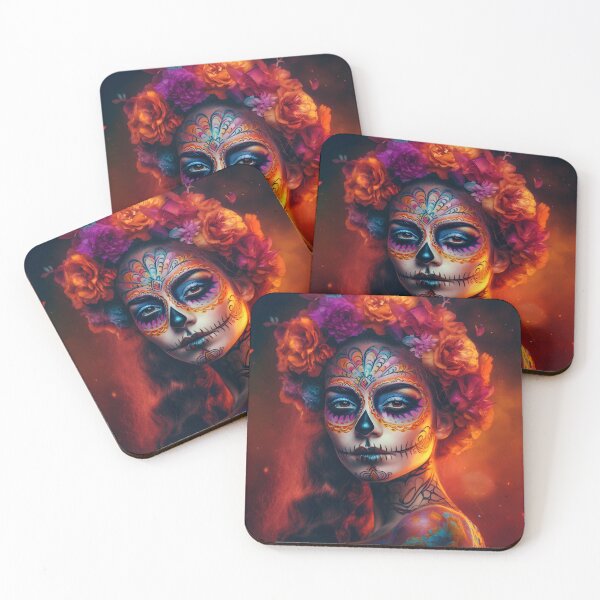 Item preview, A woman wearing makeup as a sugar skull, Day of the Dead,Muertos, Dia De Muertos, Floral Skull, Mexican Holiday   designed and sold by Apkdesigner.