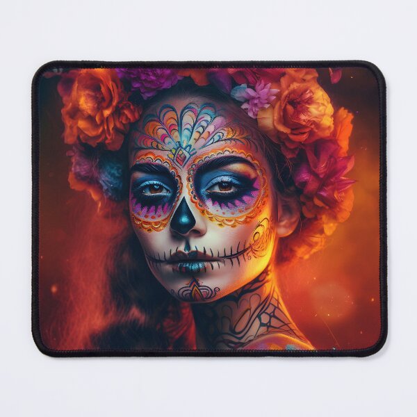 Item preview, A woman wearing makeup as a sugar skull, Day of the Dead,Muertos, Dia De Muertos, Floral Skull, Mexican Holiday designed and sold by Apkdesigner.
