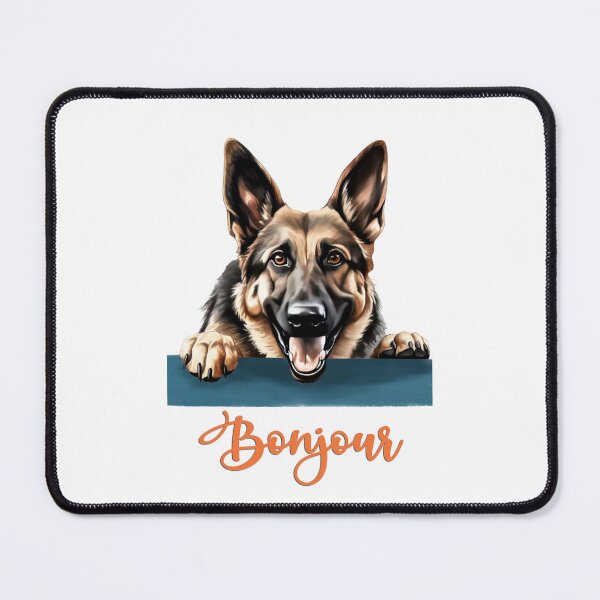Item preview, German Shepherd Dog (German Shepherd), dog head drawing for teeshirt pocket, Hello in French. designed and sold by isaweb.