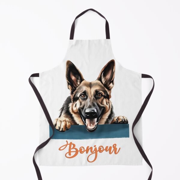 Item preview, German Shepherd Dog (German Shepherd), dog head drawing for teeshirt pocket, Hello in French. designed and sold by isaweb.