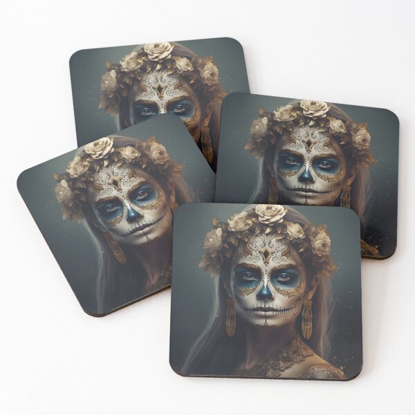 Item preview, A woman wearing makeup as a sugar skull, Day of the Dead,Muertos, Dia De Muertos, Floral Skull, Mexican Holiday designed and sold by Apkdesigner.