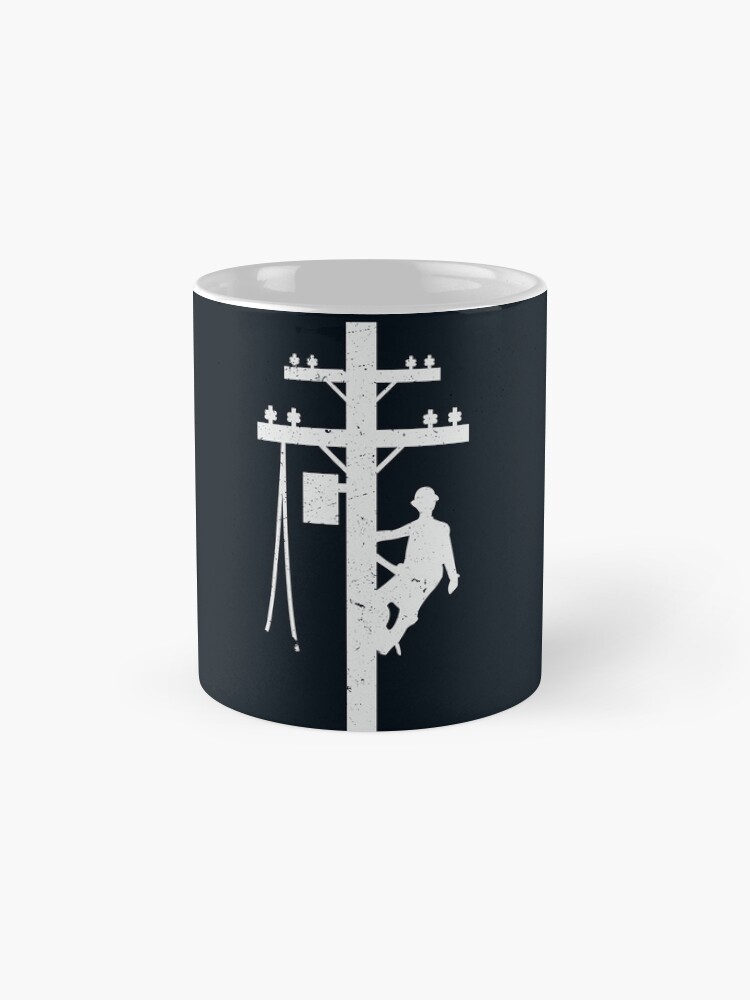 Thumbnail 4 of 6, Coffee Mug, Vintage Lineman Silhouette on Utility Poles designed and sold by LineXpressions.