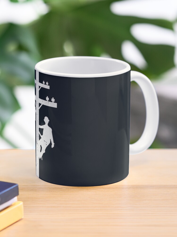 Thumbnail 1 of 6, Coffee Mug, Vintage Lineman Silhouette on Utility Poles designed and sold by LineXpressions.