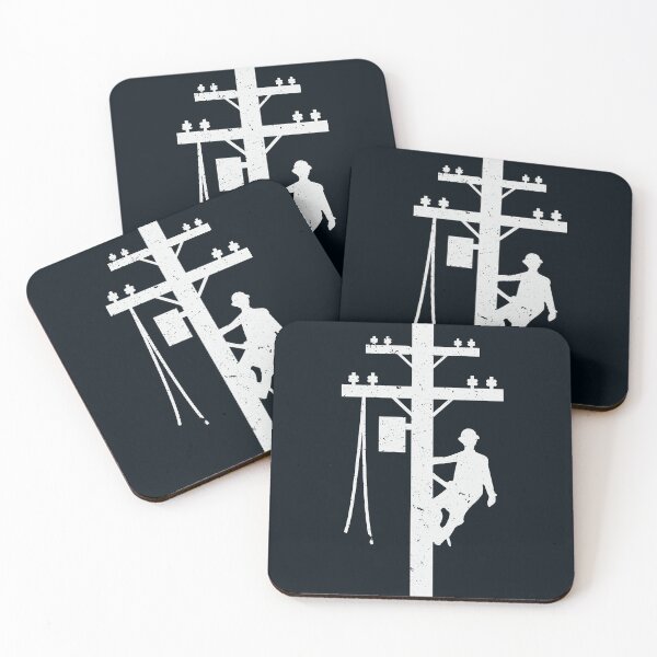 Item preview, Vintage Lineman Silhouette on Utility Poles designed and sold by LineXpressions.