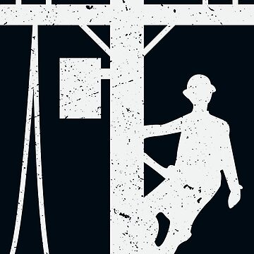 Artwork thumbnail, Vintage Lineman Silhouette on Utility Poles by LineXpressions