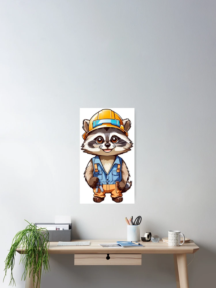 Thumbnail 2 of 3, Poster, Construction Worker Racoon designed and sold by LabZoidd.