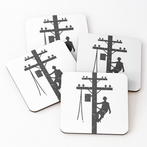 Item preview, Cool Vintage Lineman Silhouette on Utility Poles designed and sold by LineXpressions.