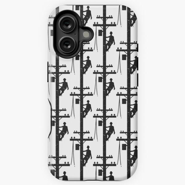 Cool Vintage Lineman Silhouette on Utility Poles iPhone Tough Case