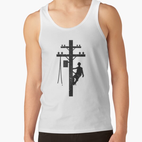 Cool Vintage Lineman Silhouette on Utility Poles Tank Top