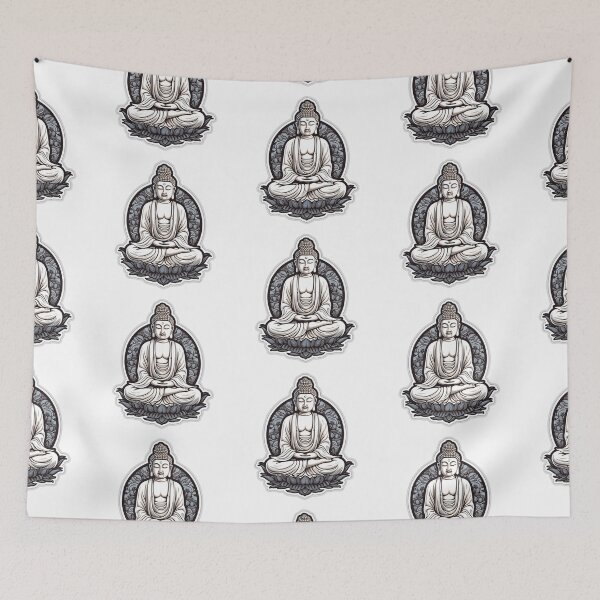 Item preview, Buddha Black White, Digital Art, For Yoga Studio , Buddhist symbol, home decoration designed and sold by MartynGrey.