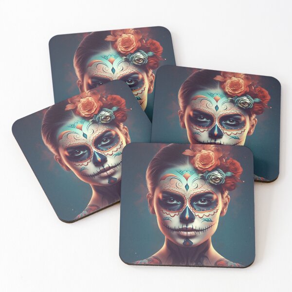 Item preview, A woman wearing makeup as a sugar skull, Day of the Dead,Muertos, Dia De Muertos, Floral Skull, Mexican Holiday   designed and sold by Apkdesigner.
