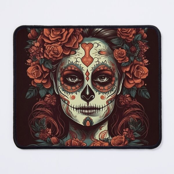 Item preview, A woman wearing makeup as a sugar skull, Day of the Dead,Muertos, Dia De Muertos, Floral Skull, Mexican Holiday designed and sold by Apkdesigner.