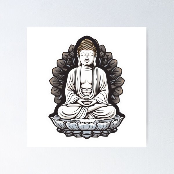 Buddha Black White , Buddhist symbol , decor for your space Poster for Sale  by MartynGrey