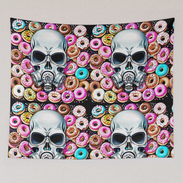 Item preview, Apocalypse Eats A lot More Donuts: Gas Masked Skull Devours Donuts designed and sold by milliedoesart84.