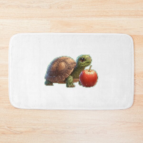Aperçu de l'œuvre Tortue pixelart mangeant une pomme créée et vendue par guillesalasg.