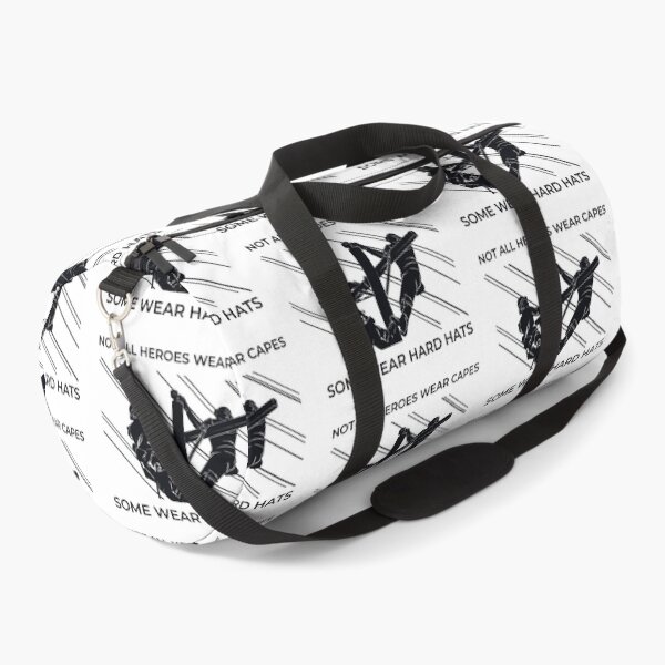 Linemen Silhouettes - Not All Heroes Wear Capes Some Wear Hard Hats Duffle Bag
