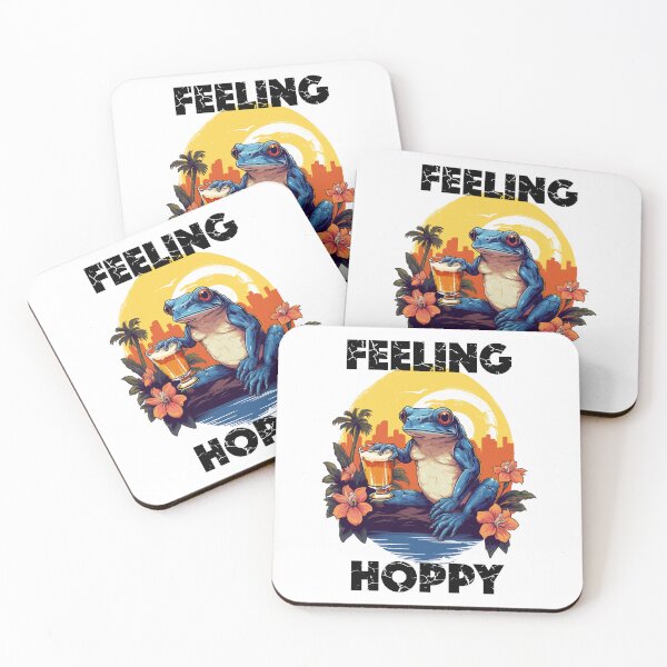 Item preview, Coqui Frog Holding a Beer - Feeling Hoppy (Black Lettering) designed and sold by VelvetRoom.