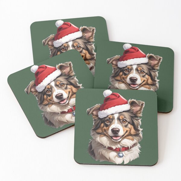 Item preview, Funny Australian Shepherd Dog Wearing Santa Father Christmas Hat designed and sold by Maljonic.