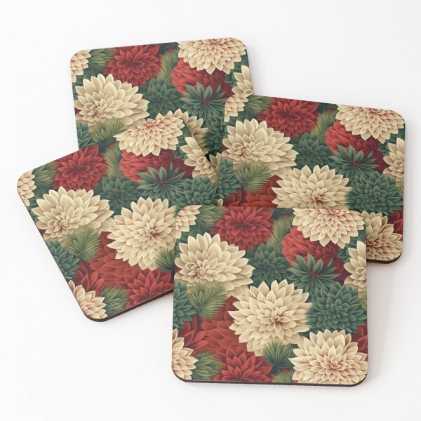 Item preview, Vintage Christmas Chrysanthemum Pattern designed and sold by ZenEverAI.
