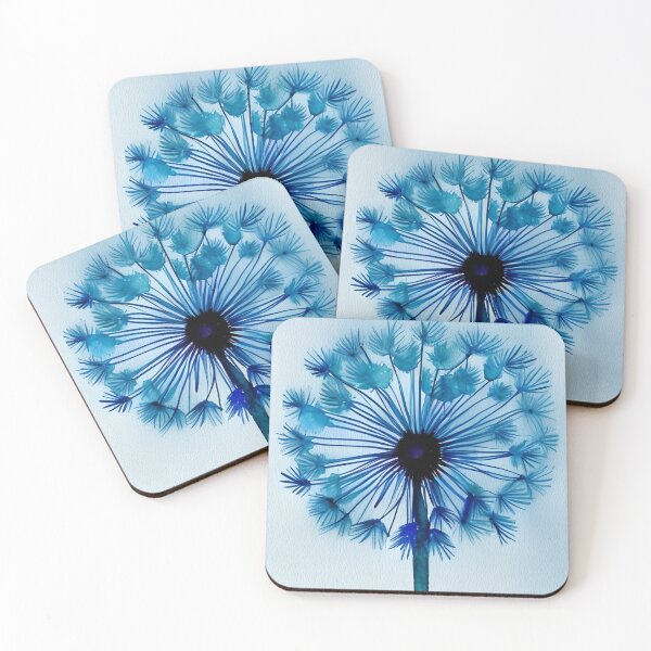 Aperçu de l'œuvre Pissenlit bleu aquarelle créée et vendue par FlutterByH.