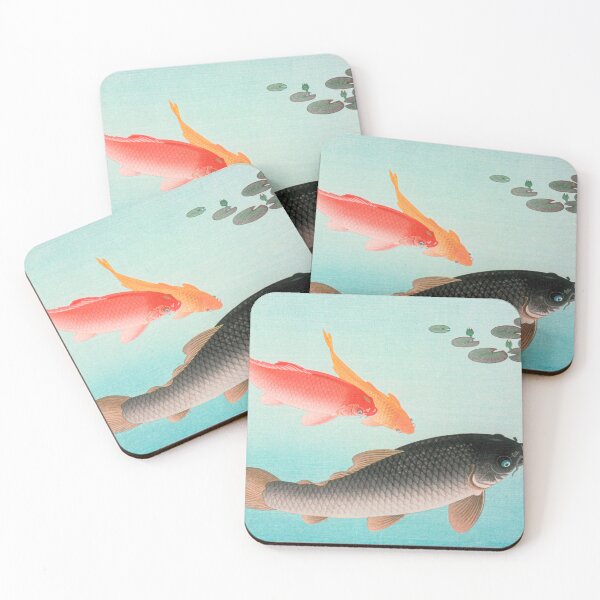 Item preview, Japanese Fish in Pond | ''Common and Golden Carp'' (1935) by Ohara Koson designed and sold by MahTees.