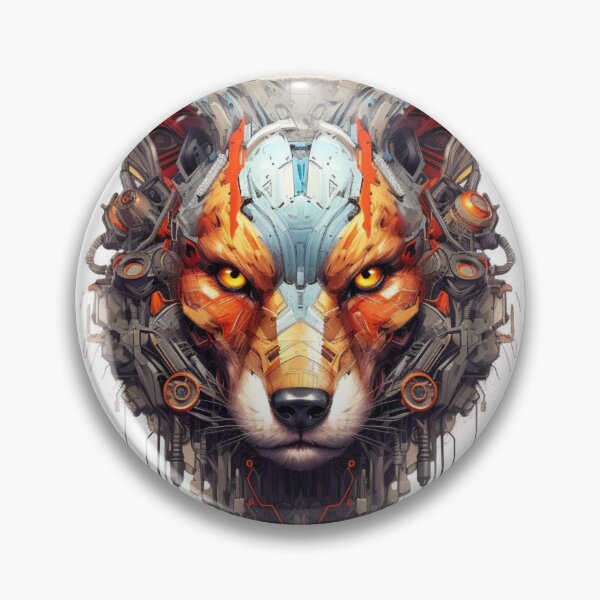 Item preview, Realistic color cyber punk wolf head on white background designed and sold by Zendirection.