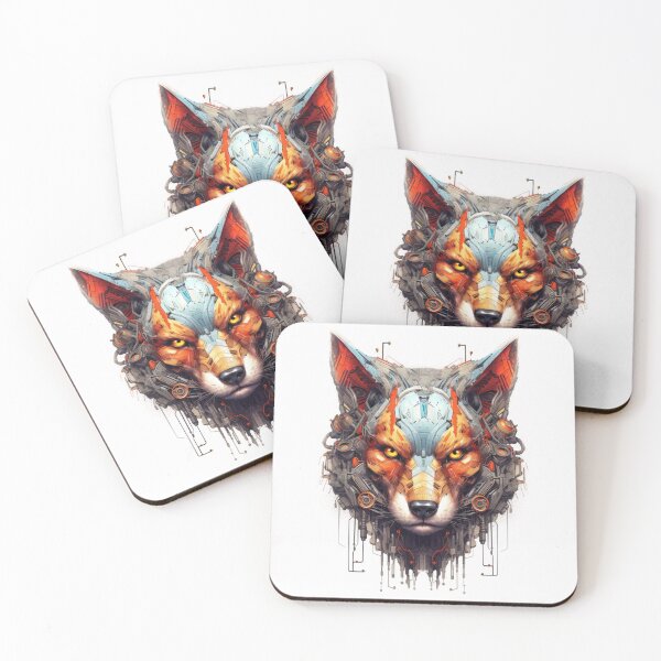 Item preview, Realistic color cyber punk wolf head on white background designed and sold by Zendirection.