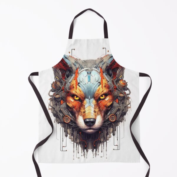 Item preview, Realistic color cyber punk wolf head on white background designed and sold by Zendirection.