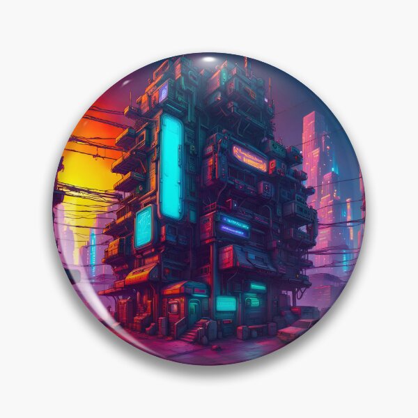 Item preview, Cyberpunk Apartment Block Overlooking Dystopian Back Street designed and sold by Ink Art Design.