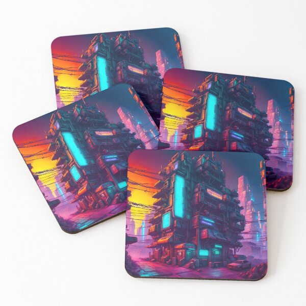 Item preview, Cyberpunk Apartment Block Overlooking Dystopian Back Street designed and sold by Ink Art Design.
