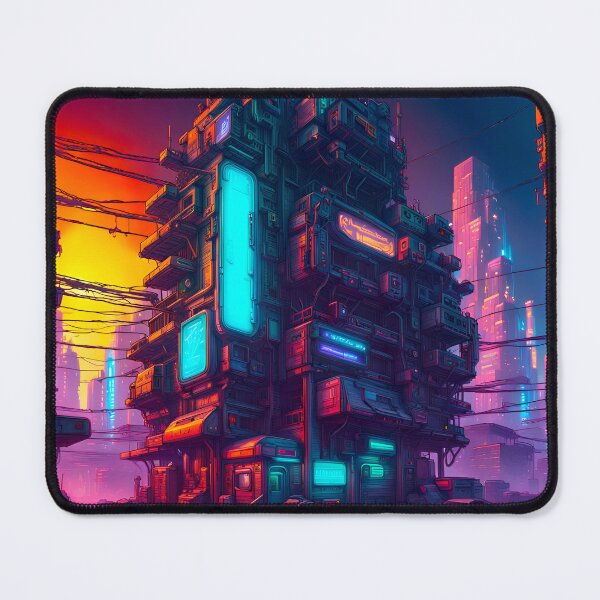Item preview, Cyberpunk Apartment Block Overlooking Dystopian Back Street designed and sold by Ink Art Design.
