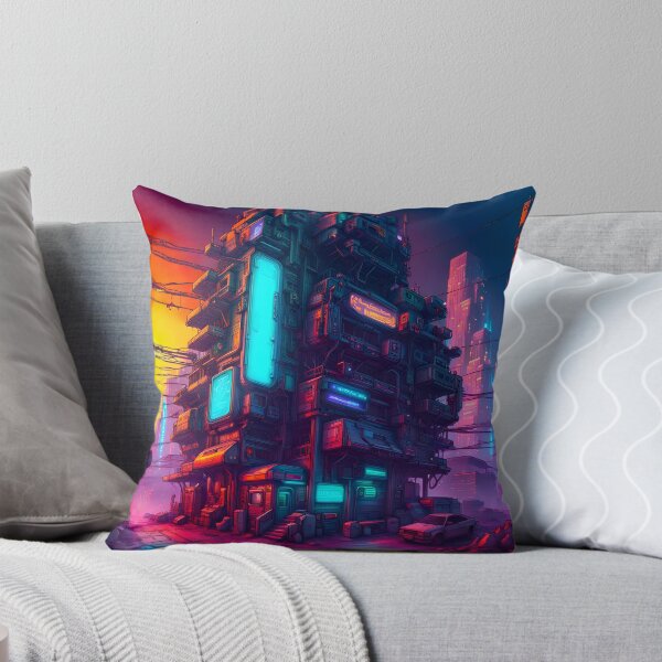 Item preview, Cyberpunk Apartment Block Overlooking Dystopian Back Street designed and sold by Ink Art Design.