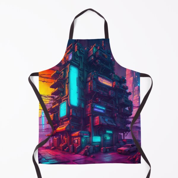 Item preview, Cyberpunk Apartment Block Overlooking Dystopian Back Street designed and sold by Ink Art Design.