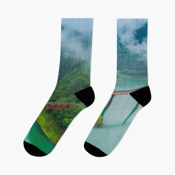 Item preview, Panoramic view of Two Railway Bridges High Above Lake Sesso in Japan. designed and sold by Pix4Japan.