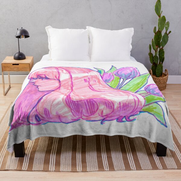 Item preview, Floral She - felt tip marker drawing - anime girl profile with tulips designed and sold by tshuki.