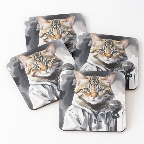 Item preview, Bliack and White Cat at Microphone  designed and sold by jphillipscott.