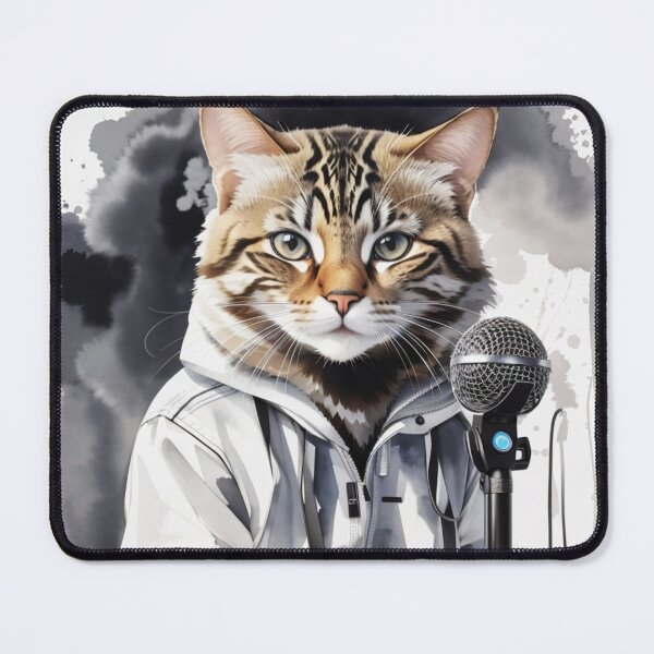 Item preview, Bliack and White Cat at Microphone  designed and sold by jphillipscott.