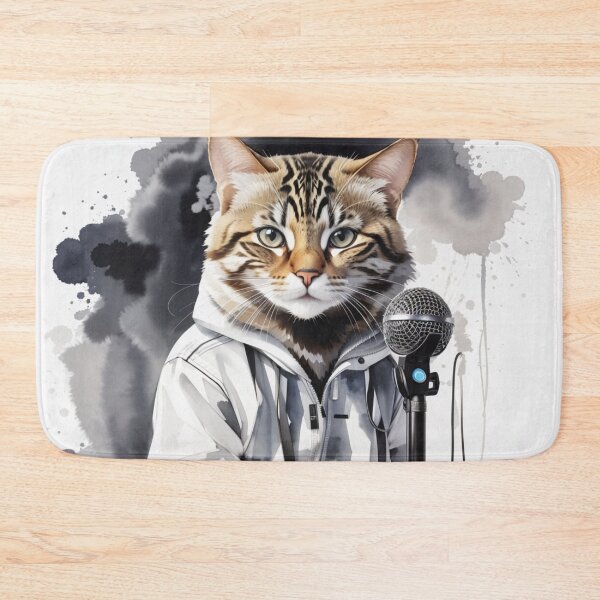 Item preview, Bliack and White Cat at Microphone  designed and sold by jphillipscott.
