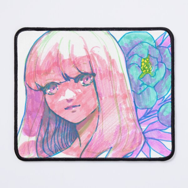 Item preview, Floral She - felt tip marker drawing - anime girl with peonies designed and sold by tshuki.