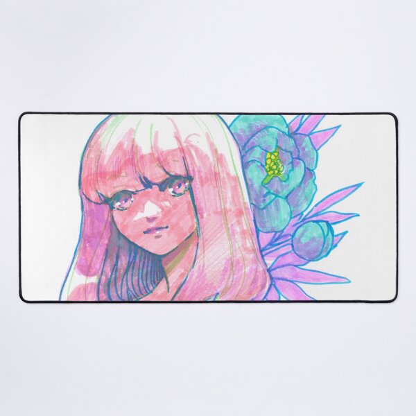 Item preview, Floral She - felt tip marker drawing - anime girl with peonies designed and sold by tshuki.