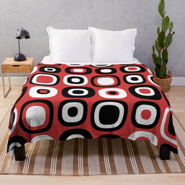 Item preview, Retro Mid Century Modern Geometric Pattern 191 Red Black and white designed and sold by tonymagnerart.