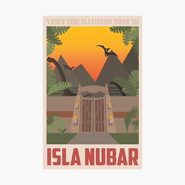 Isla Nubar - Vintage Travel Poster - Jurassic Park Photographic Print