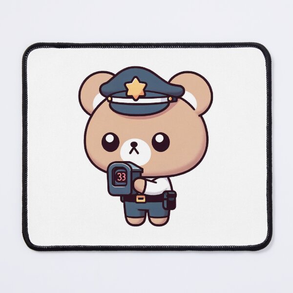 Item preview, Cute Speed Check: Police Bear Monitoring Kawaii Traffic Control designed and sold by PuffPuffPrint.