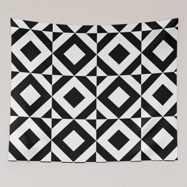 Item preview, Black White Diamond Squares Art Deco Pattern, Vintage Retro Geometric Shapes designed and sold by PenguinForests.