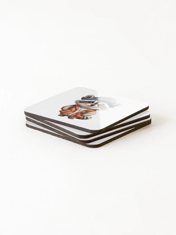 Thumbnail 4 of 5, Coasters (Set of 4), Scouting Racoon designed and sold by LabZoidd.