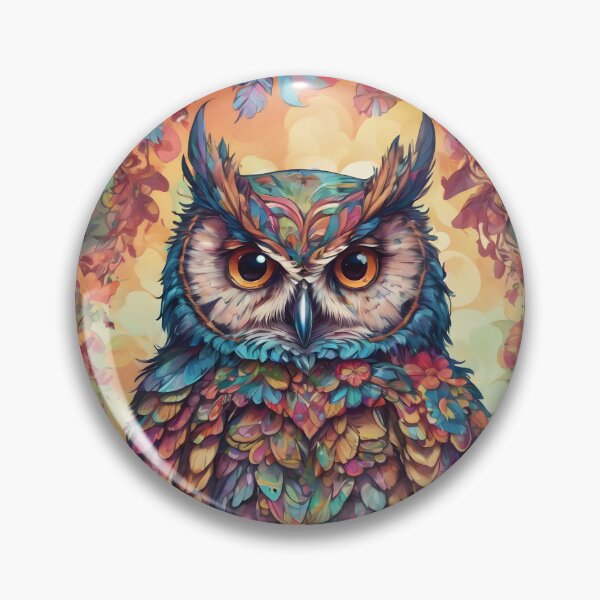 Item preview, Owl on a branch among flowers designed and sold by MauraMeadow.