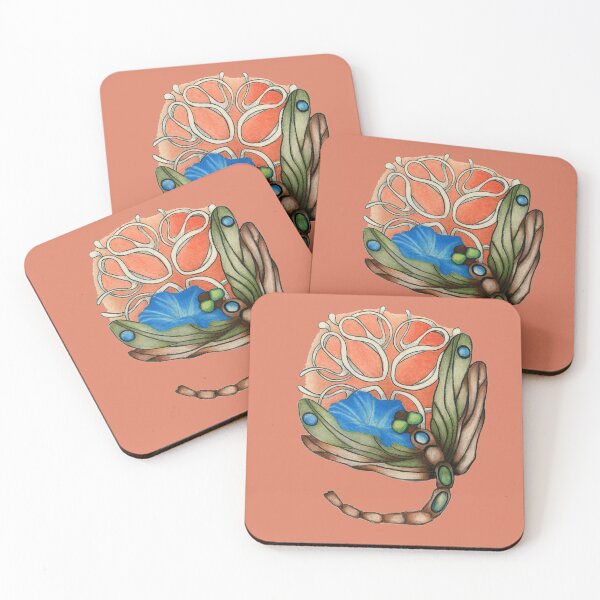 Item preview, Dragonfly with blue flower designed and sold by KnowingWonder.