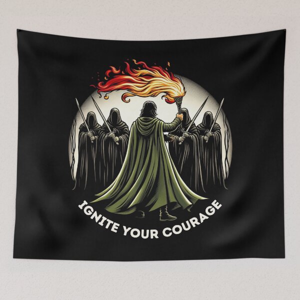 Item preview, Ignite Your Courage - A Lone Guardian Confronts Shadowy Wraiths - Fantasy designed and sold by Fenay Designs.