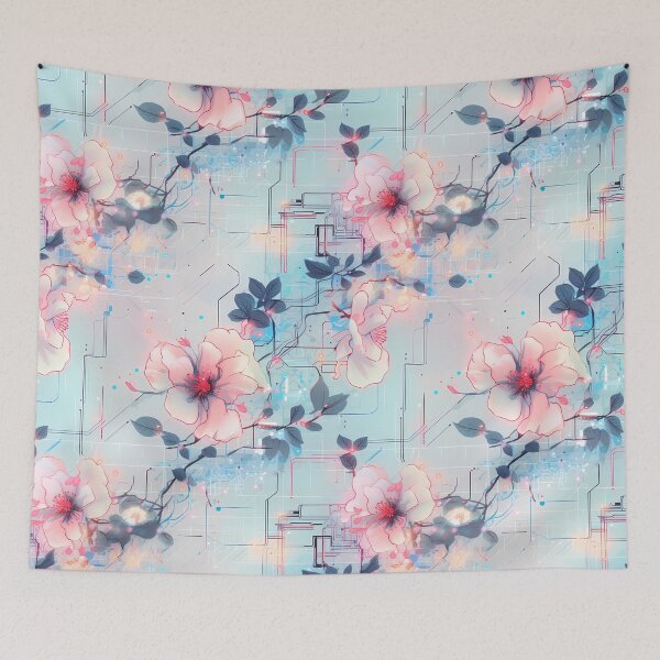 Item preview, Cyberpunk Flowers and Circuitry Pattern designed and sold by SchorlCraft.