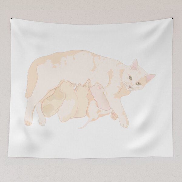 Item preview, Mom cat nursing her kittens designed and sold by Artistkhg.